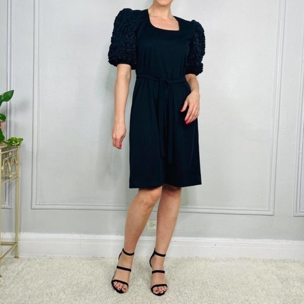 Vintage 70s black dramatic sleeve dress - Picture 4 of 4